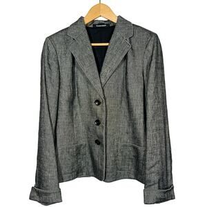 Ellen Tracy 3 Button Blazer Contrast Stitch Career Casual Jacket Suit - M